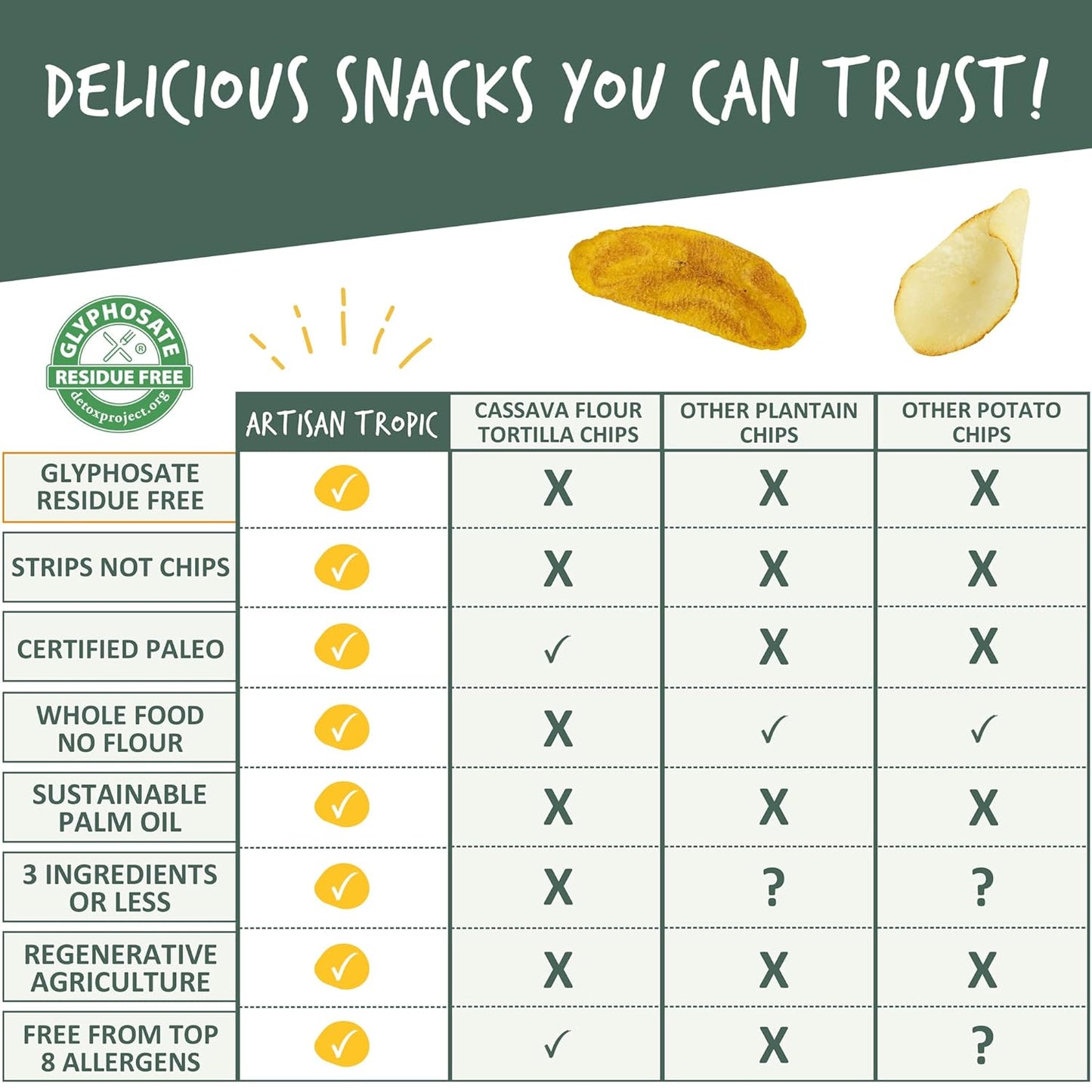 ARTISAN TROPIC Plantain Strips Sea Salt - Simple Clean-Ingredient Snack for Uncluttered Pantries