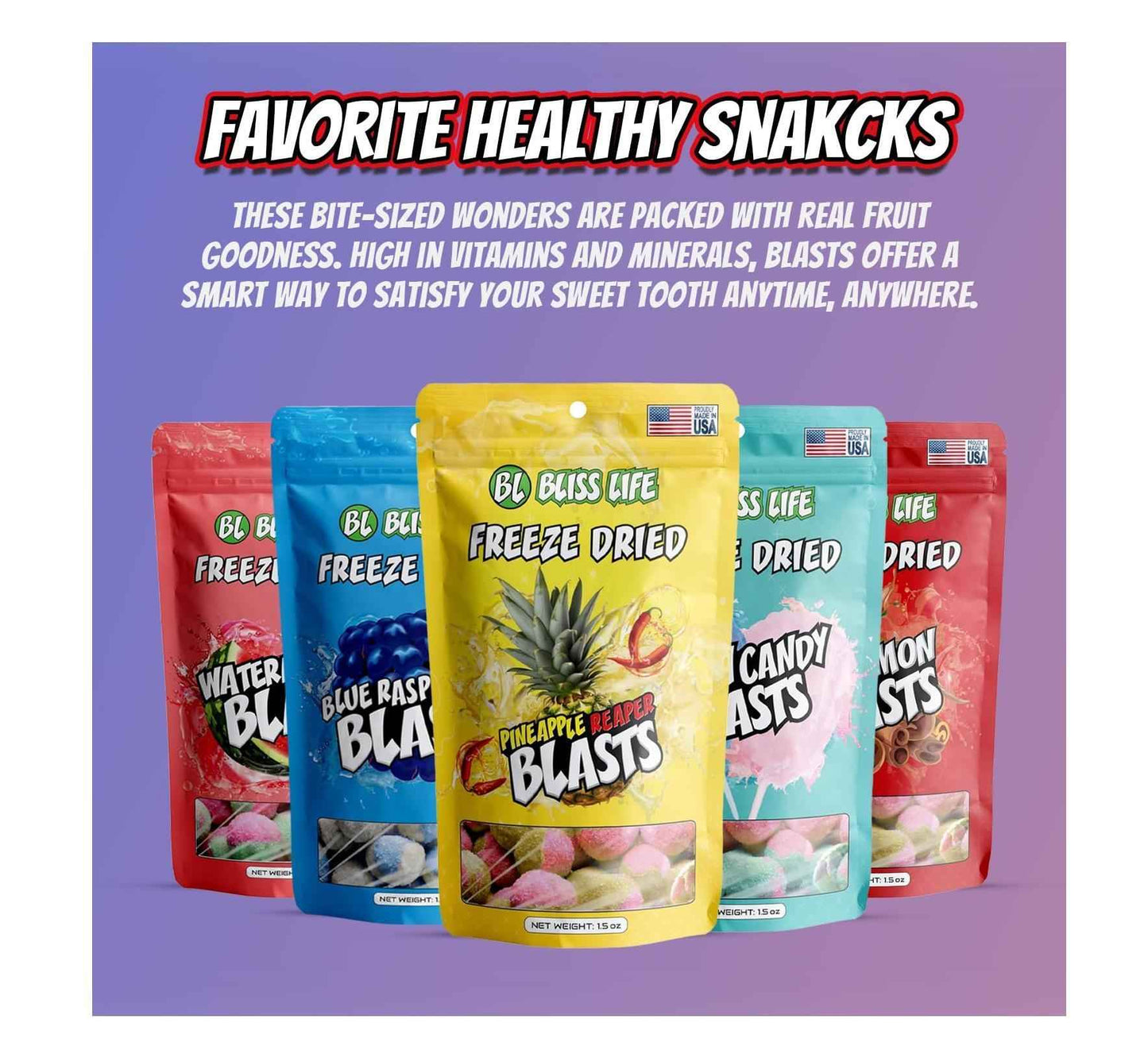 Bliss Life Freeze Dried Candy Unique Stocking Stuffer and Care Package Surprise, 1.5oz Trendy Novelty Treat