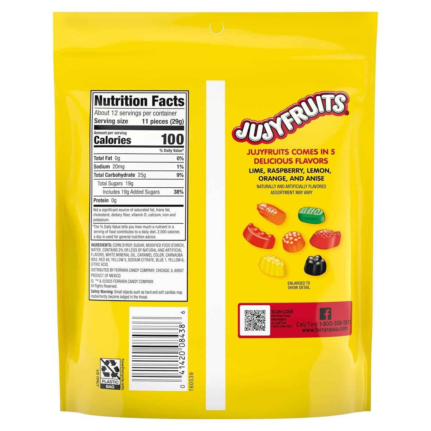 Wonka Jujyfruits Classic Five Flavor Gummy Candy, 12oz Resealable Birthday Gift Bag for Her, Him, and Hosts