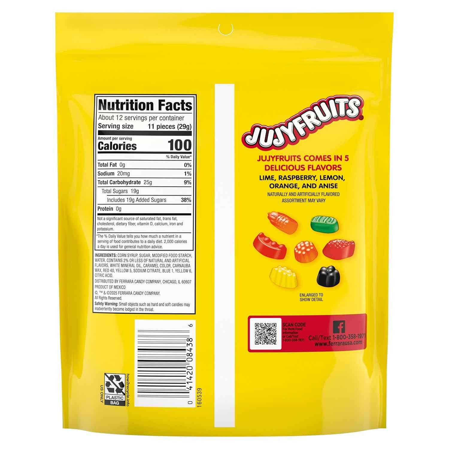 Wonka Jujyfruits Classic Five Flavor Gummy Candy, 12oz Resealable Birthday Gift Bag for Her, Him, and Hosts