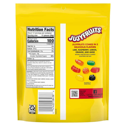 Wonka Jujyfruits Classic Five Flavor Gummy Candy, 12oz Resealable Birthday Gift Bag for Her, Him, and Hosts