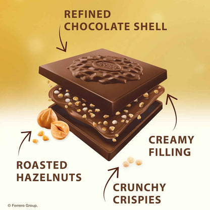 Ferrero Rocher Premium Assorted Chocolate Squares – Elegant Birthday Gift for Her and Mom, Individually Wrapped in Gold Presentation Bag