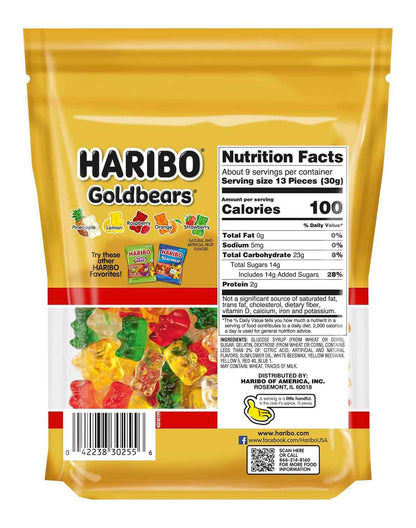 HARIBO Goldbears Gummy Candy – Nostalgic Stocking Stuffer and Holiday Gift Add-On, 10 oz Resealable Bag