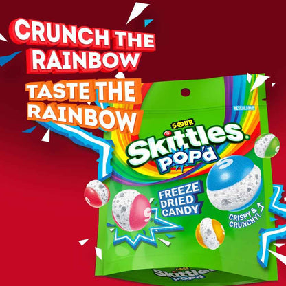 Skittles Pop'd Sour Freeze Dried Candy – Valentine's Day Gift for Boyfriend, 5.5 oz Pouch
