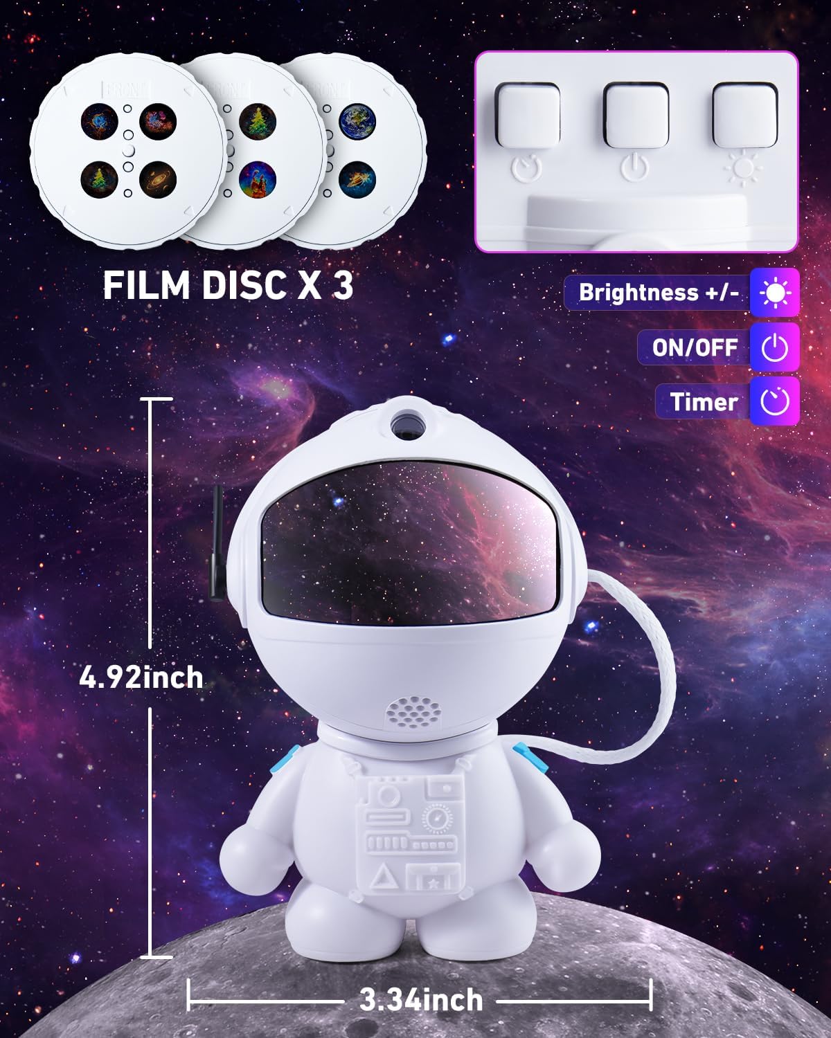 AstroLume Astronaut Galaxy Projector for Sleep Aid and Bedtime Routine – Calming Star Light with Timer for Adults and Insomnia Relief