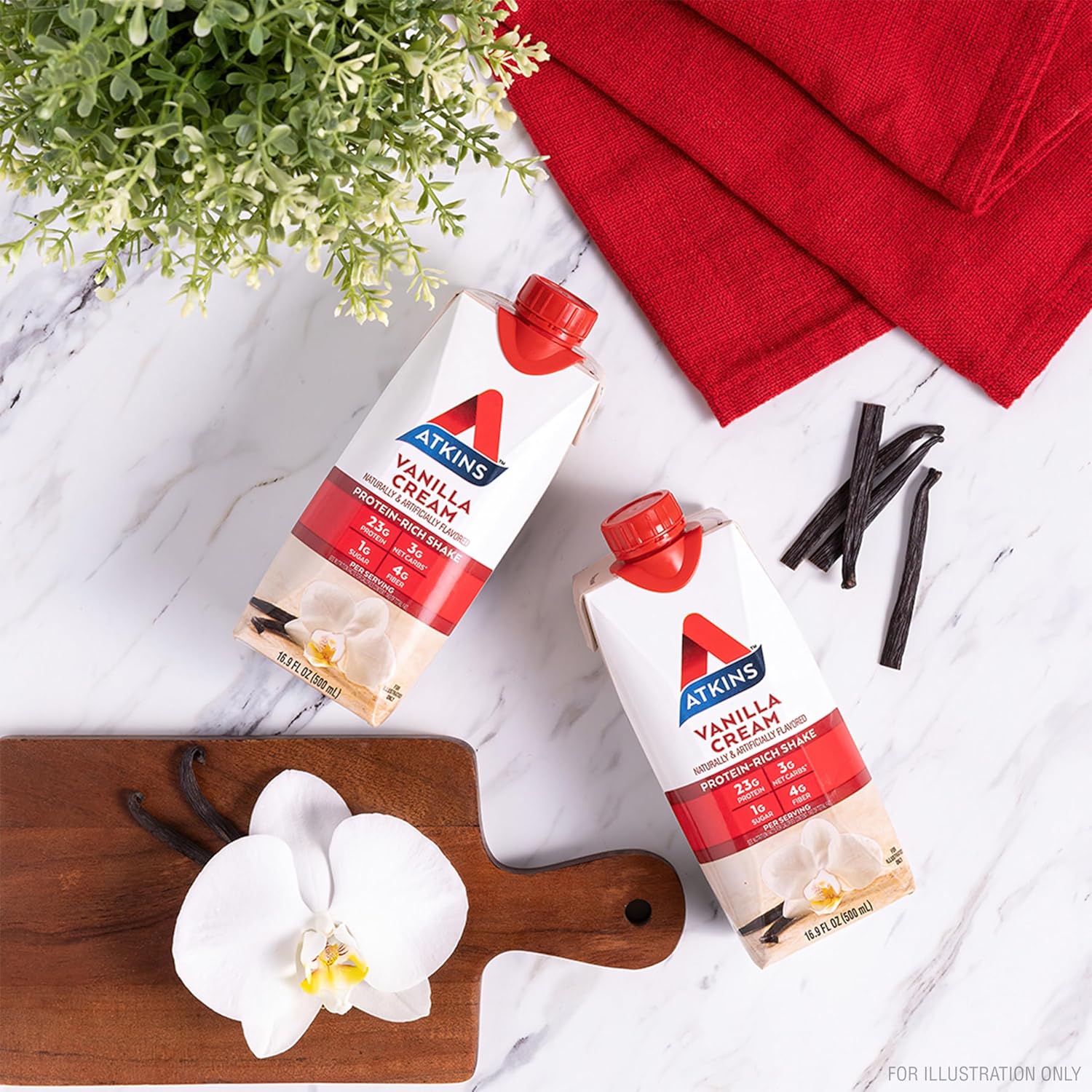Atkins Vanilla Cream Meal Size Protein Shake – Self-Care Staple for Mindful Low-Carb Living, 23g Protein Ready-to-Drink Keto Shake