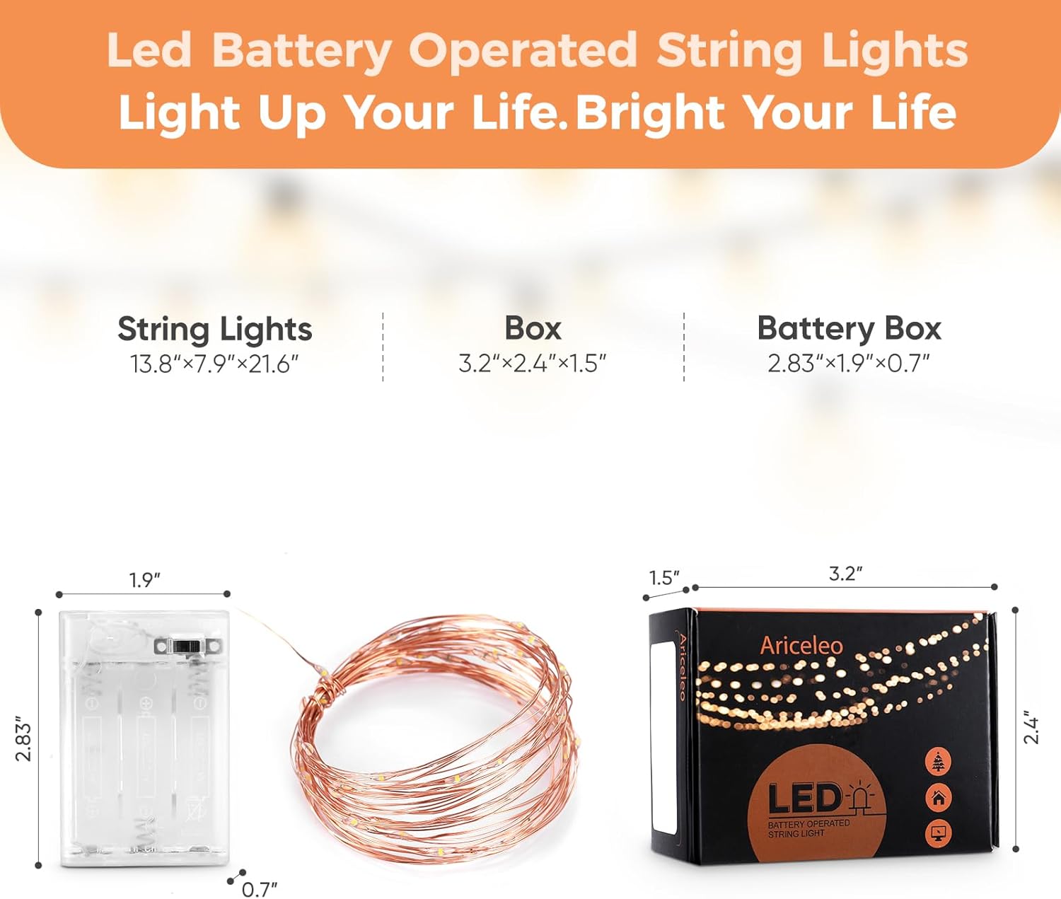 Aurora Glow Battery Fairy Lights – Flameless LED String Lights Safe for Bedroom, Cool to Touch with Auto Timer
