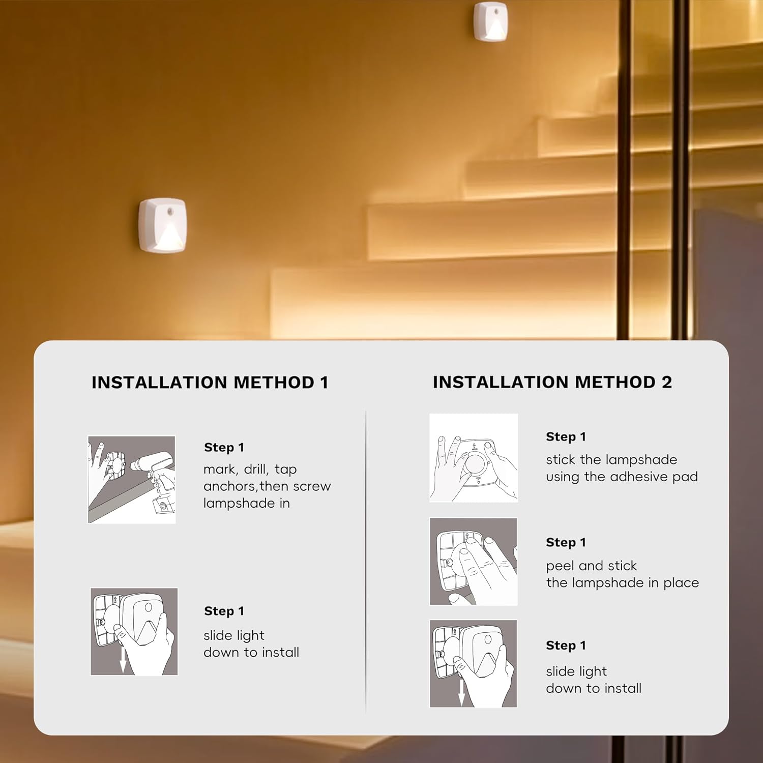 Aurora Glow Battery-Powered Motion Night Lights – Fire-Free Fall Prevention for Seniors Aging in Place