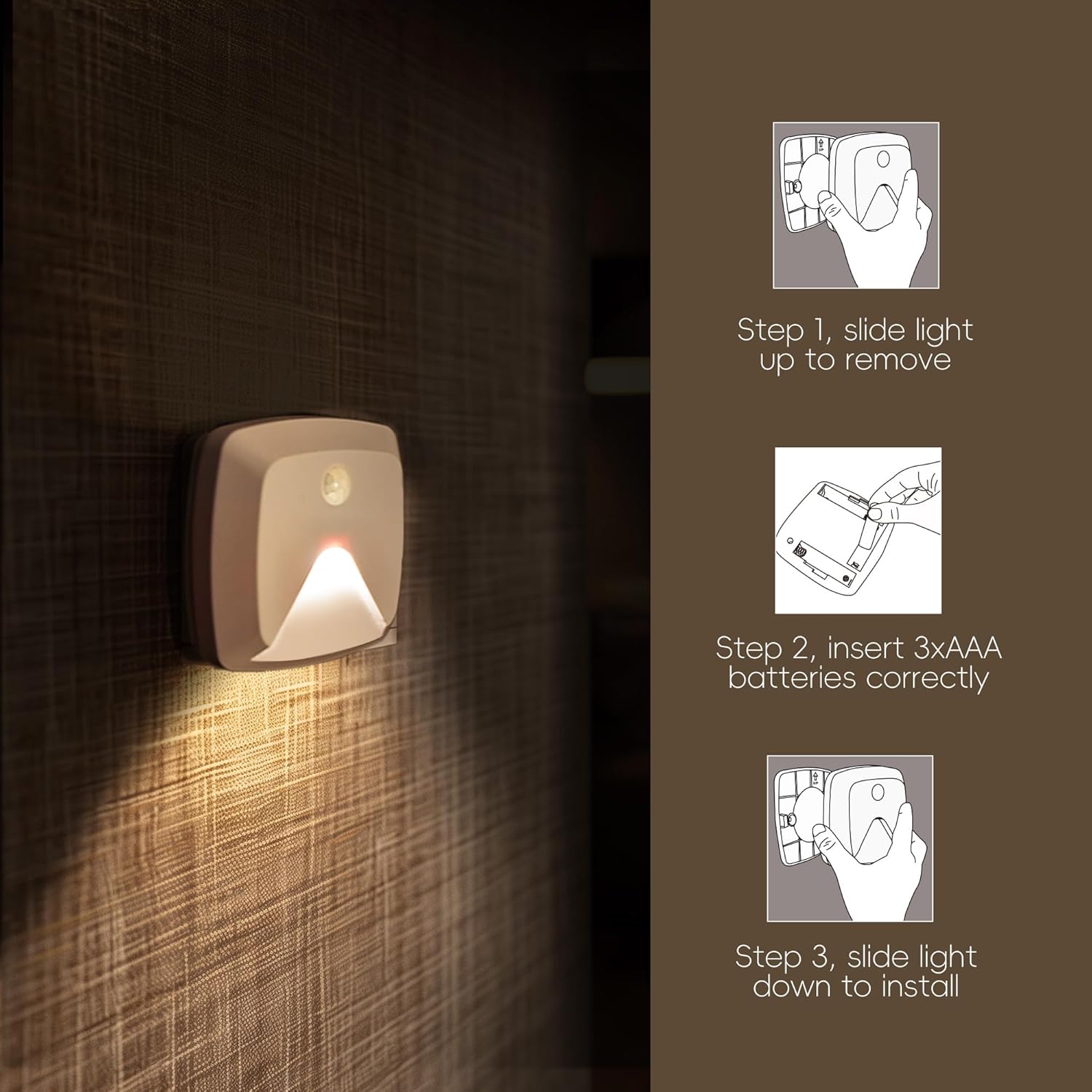 Aurora Glow Battery-Powered Motion Night Lights – Fire-Free Fall Prevention for Seniors Aging in Place