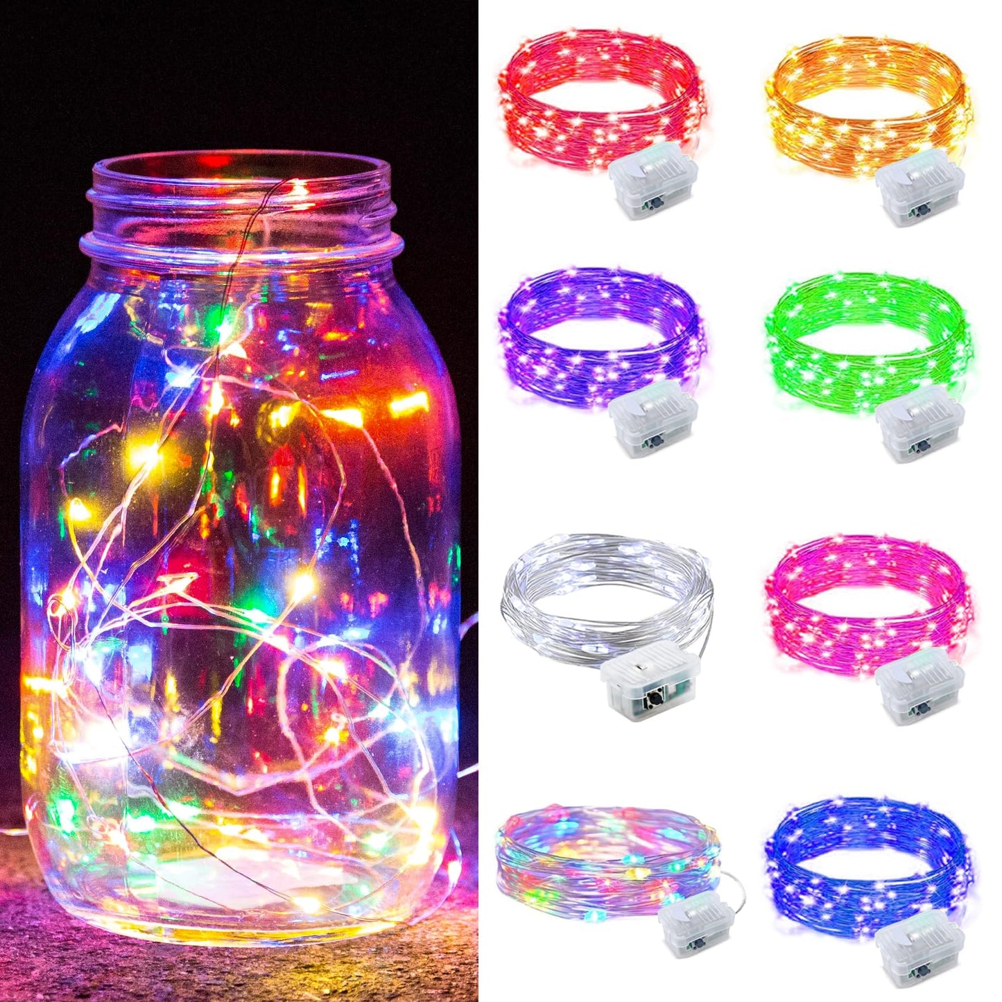 Aurora Glow Starry String Lights 20 LED Twinkle Lights Battery Powered for Window Accent Lighting and Shelf Styling