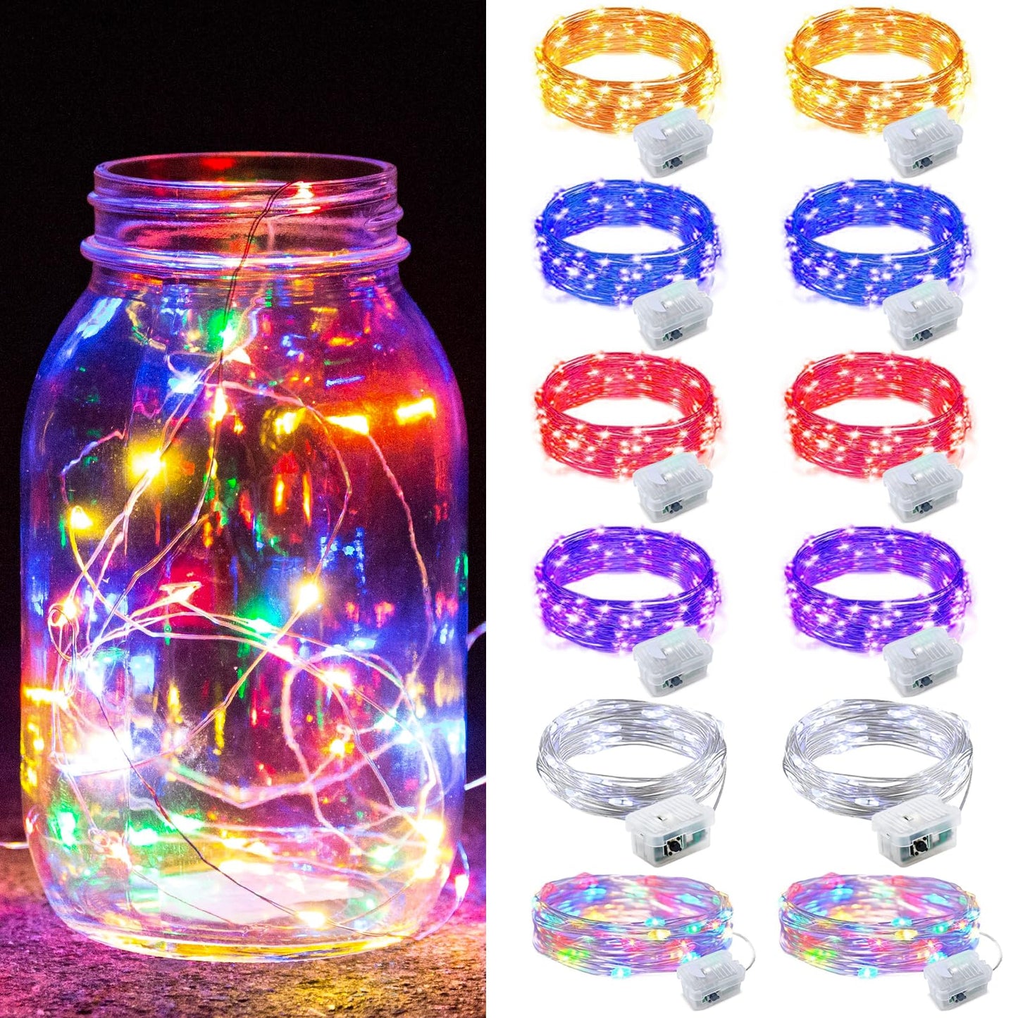 Aurora Glow Starry String Lights 20 LED Twinkle Lights Battery Powered for Window Accent Lighting and Shelf Styling