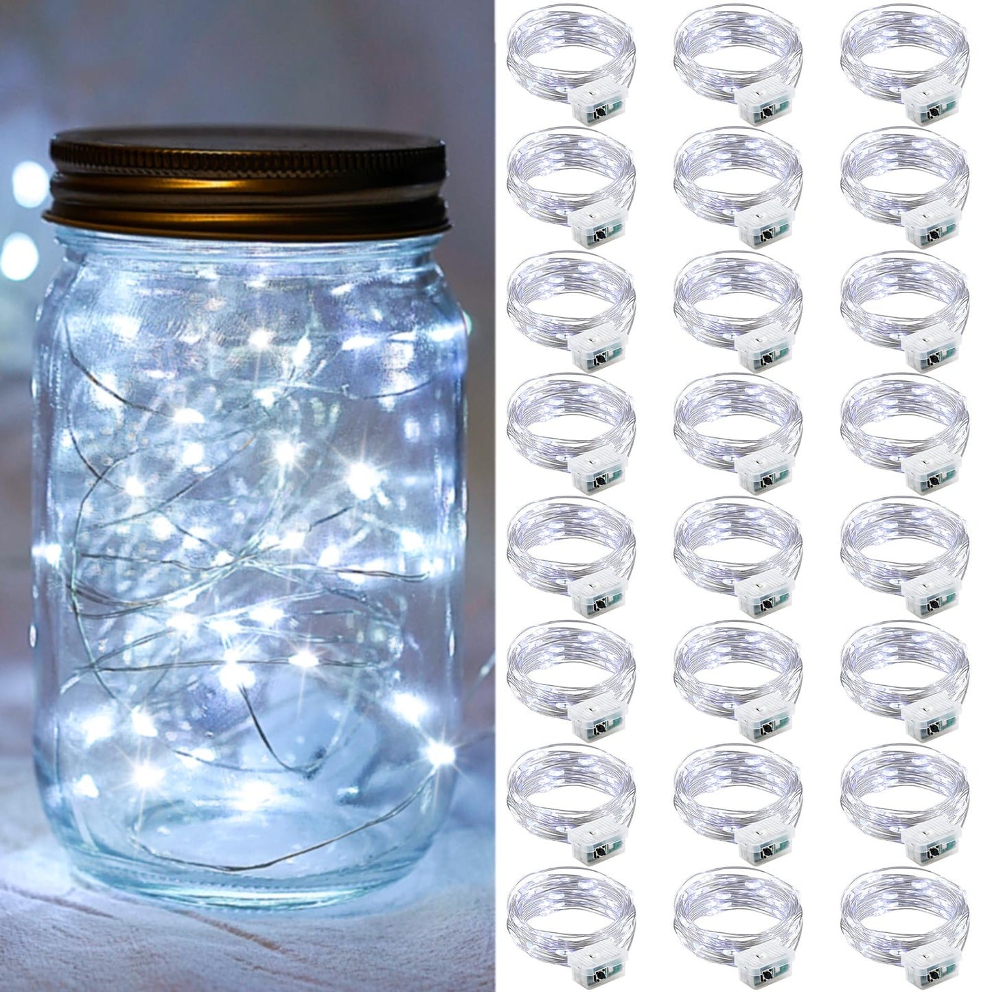 Aurora Glow Starry String Lights 20 LED Twinkle Lights Battery Powered for Window Accent Lighting and Shelf Styling