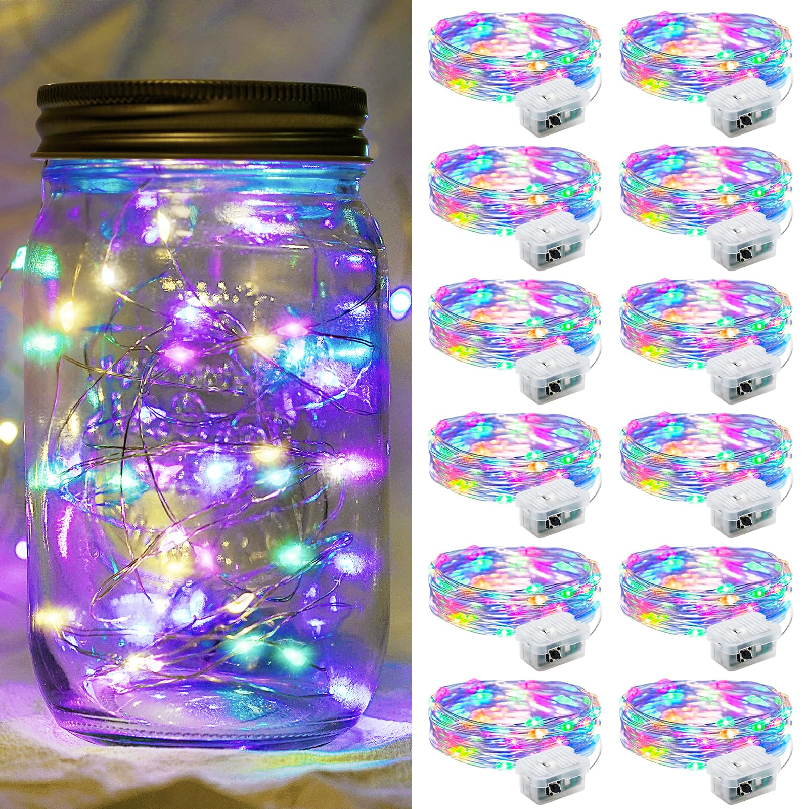 Aurora Glow Starry String Lights 20 LED Twinkle Lights Battery Powered for Window Accent Lighting and Shelf Styling