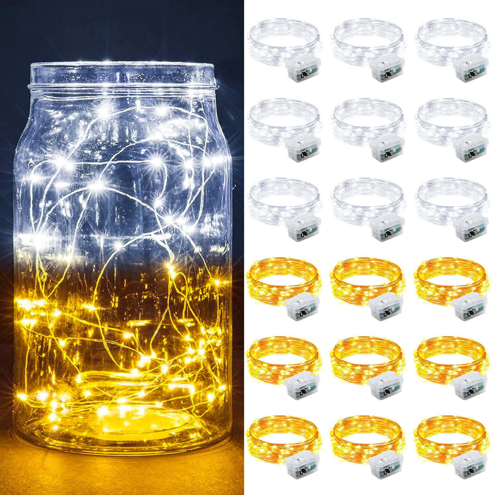 Aurora Glow Starry String Lights 20 LED Twinkle Lights Battery Powered for Window Accent Lighting and Shelf Styling