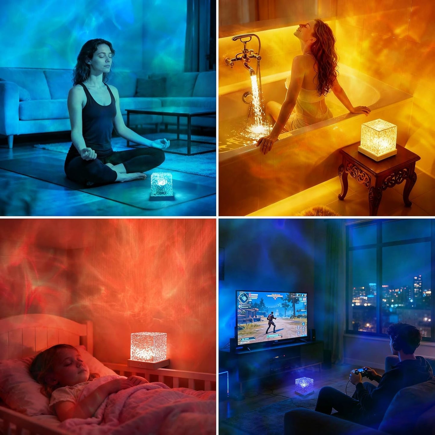 AuroraLume Ocean Wave Light – Calming Bath Time Mood Lamp with 6 Brightness Levels for Self Care
