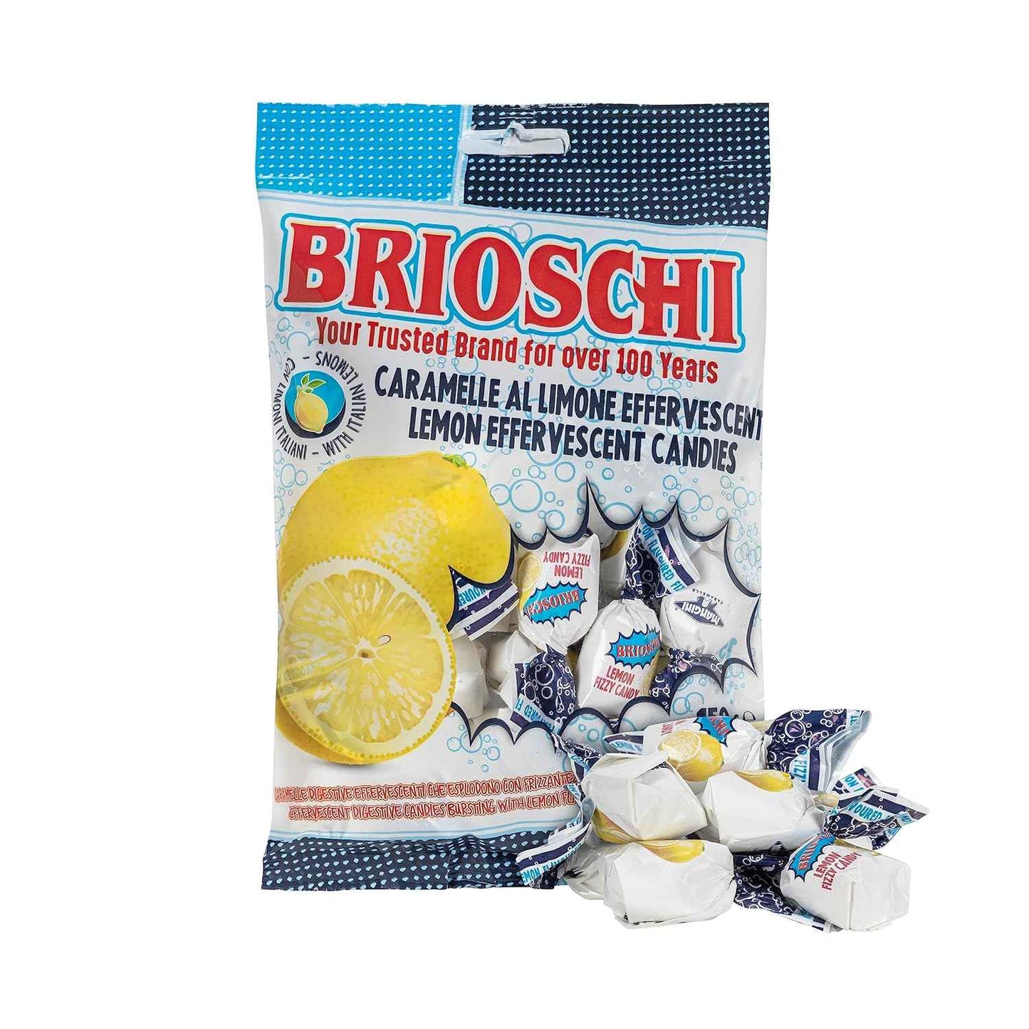 Brioschi Italian Fizzy Lemon Candies – Heritage Stocking Stuffer and Holiday Gift Bag Candy