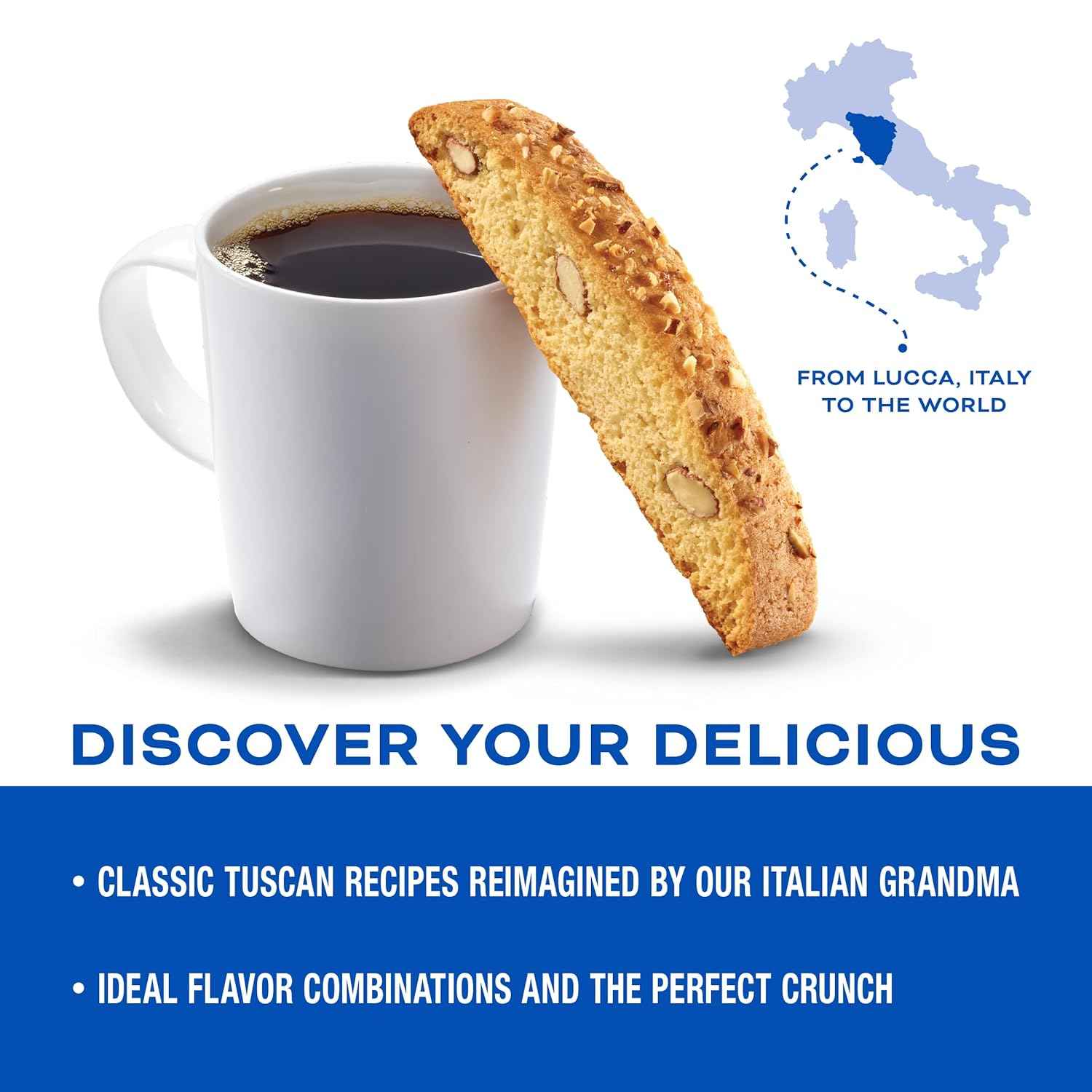 Nonni's Originali Almond Biscotti – 90-Calorie Mindful Snack for Self-Care Afternoons, Individually Wrapped