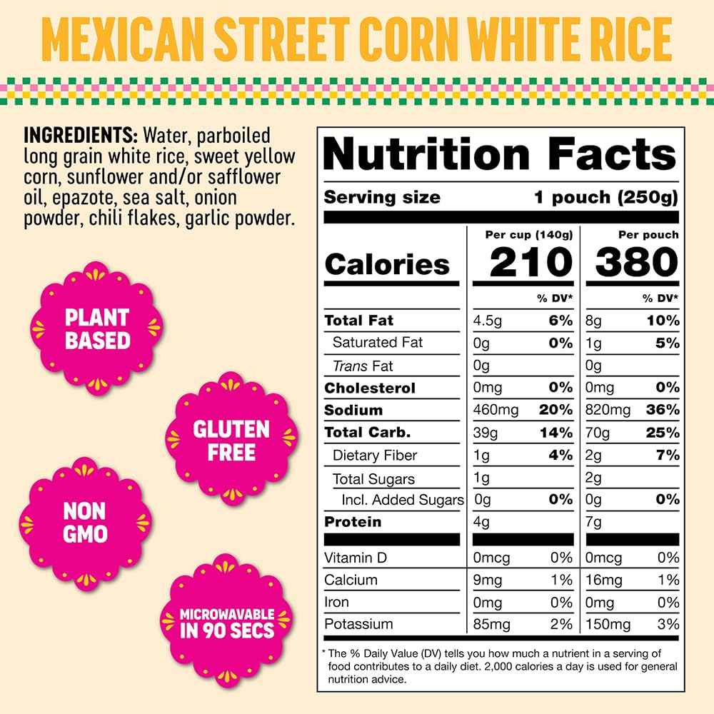 SOMOS Mexican Street Corn White Rice, 8.8 OZ – Portable Mexican Side for Picnics and Patio Grilling
