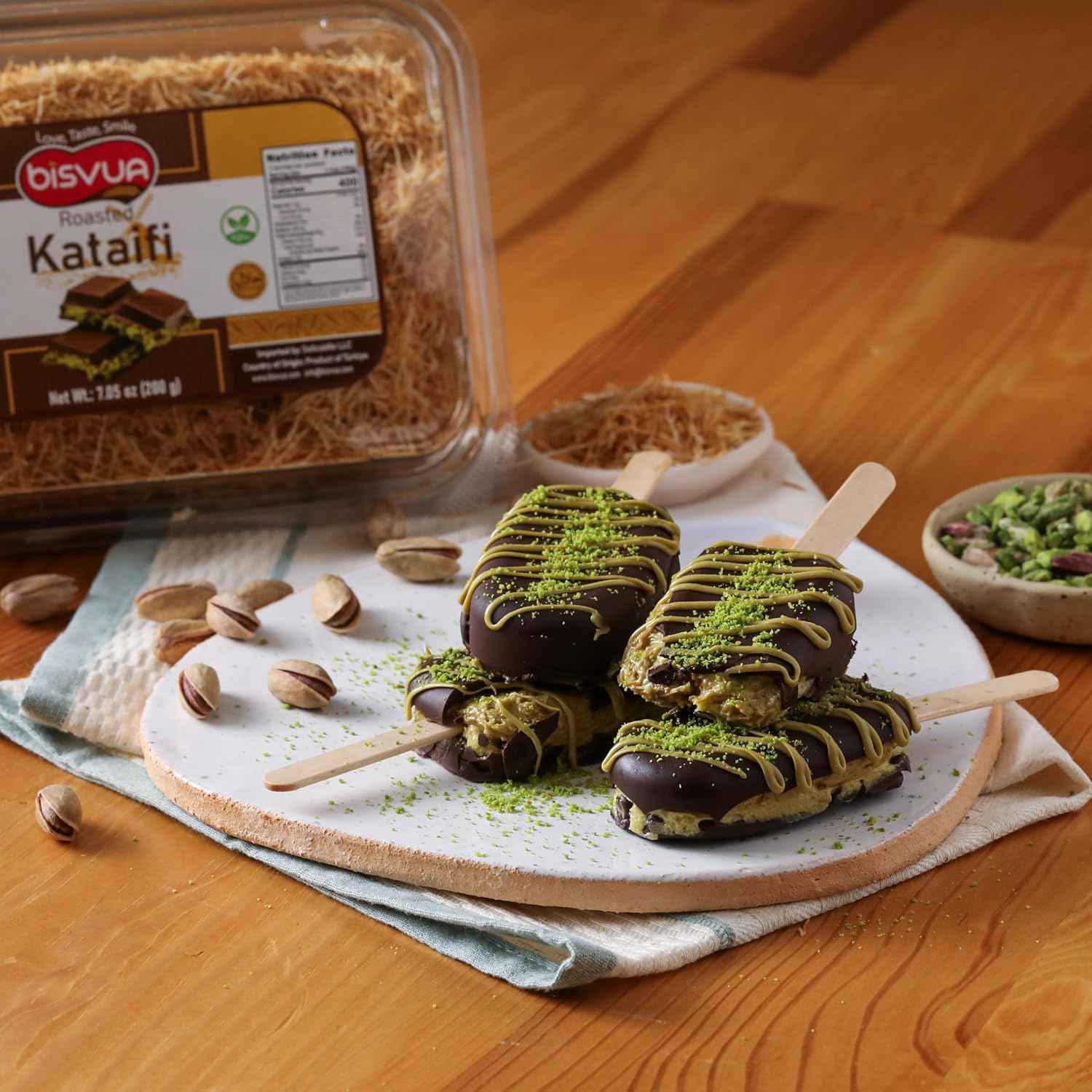 BISVUA Turkish Kadayif 200g – Artisan Pre-Toasted Kataifi for High-End Kunafa, Knafeh & Gourmet Pastry Creations