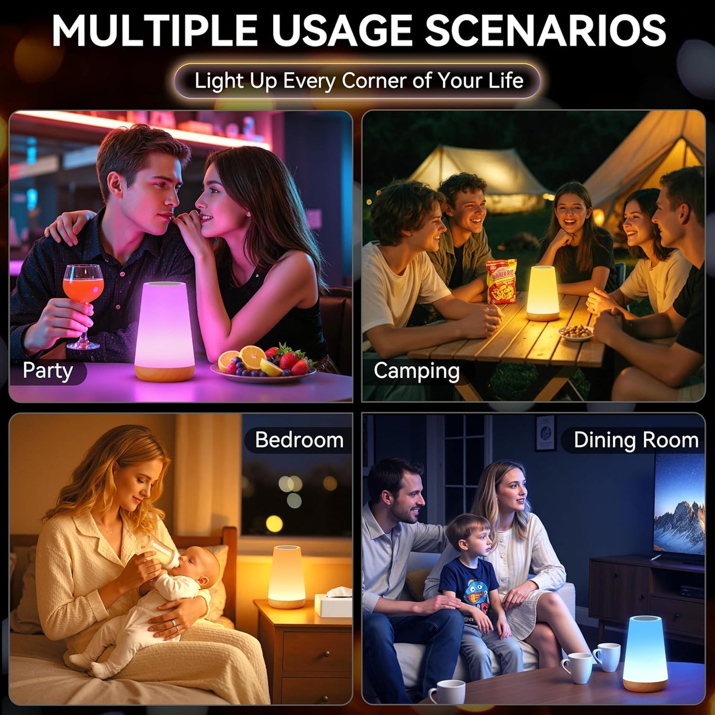 Auxmir Toddler Night Light – Rechargeable Cordless Baby Lamp with Dimmable Glow and 360° Touch Control for Nursery and Playroom