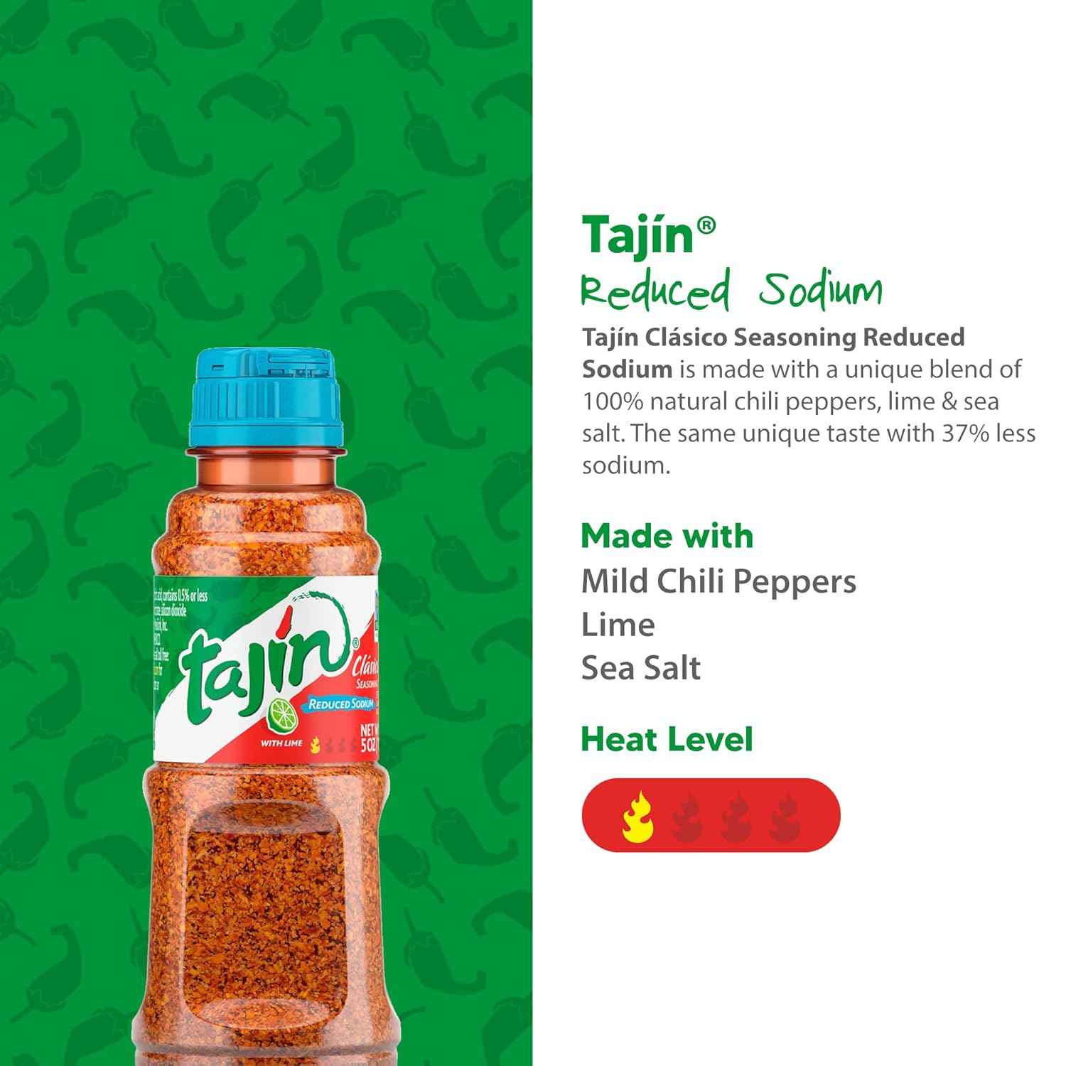 Tajín Reduced Sodium Chili-Lime Powder 5 oz for Sodium-Conscious Meal Prep Counters and Healthy Snack Stations