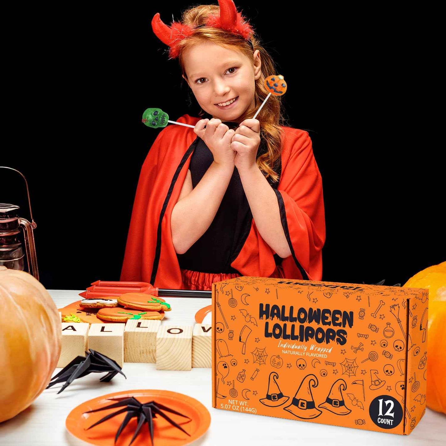 Halloween Lollipops 12 Count Dye-Free Individually Wrapped Suckers Safe Candy for Classroom Parties and Trick-or-Treat
