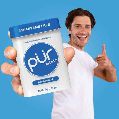 PUR Mints Travel Tin – Portable Sugar Free Mints for Flights, Hotel Stays and Carry On Friendly Packing
