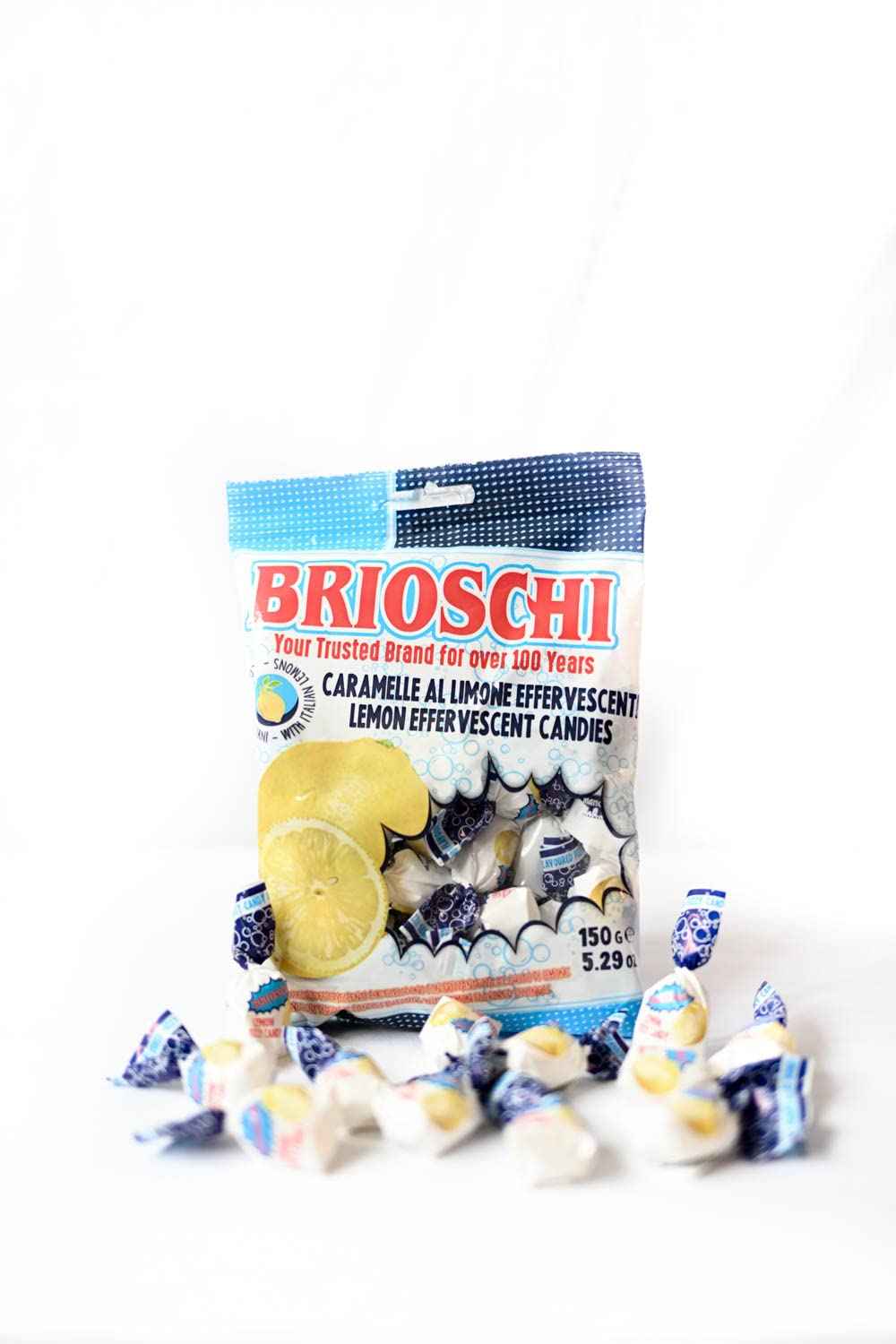 Brioschi Italian Fizzy Lemon Candies – Heritage Stocking Stuffer and Holiday Gift Bag Candy