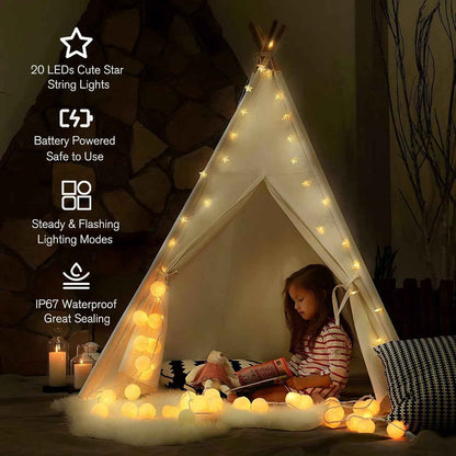 ANJAYLIA Star String Lights – Portable Patio and Balcony Decor, Battery Powered LED Glow