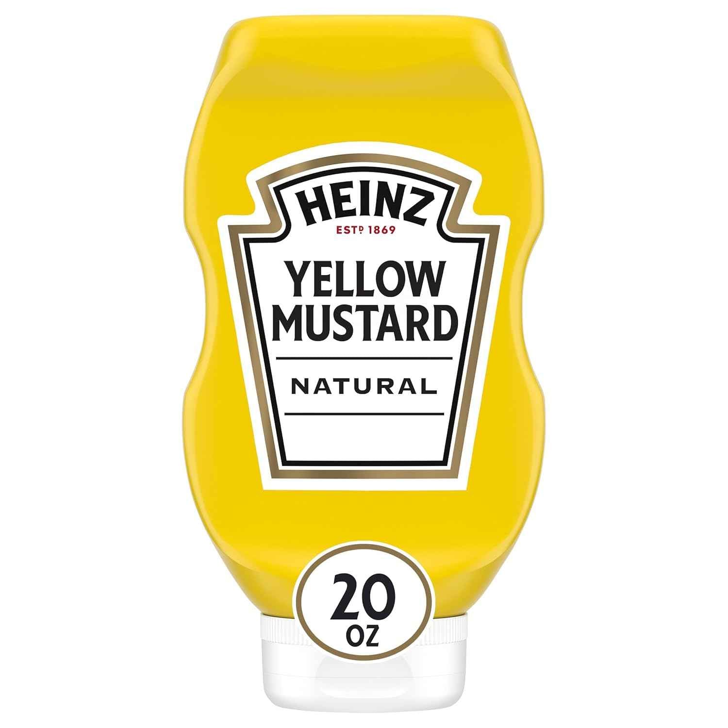 Heinz Yellow Mustard, 8 oz Squeeze Bottle – Zero-Calorie Flavor Boost for Diet-Conscious Meals and Meal Prep