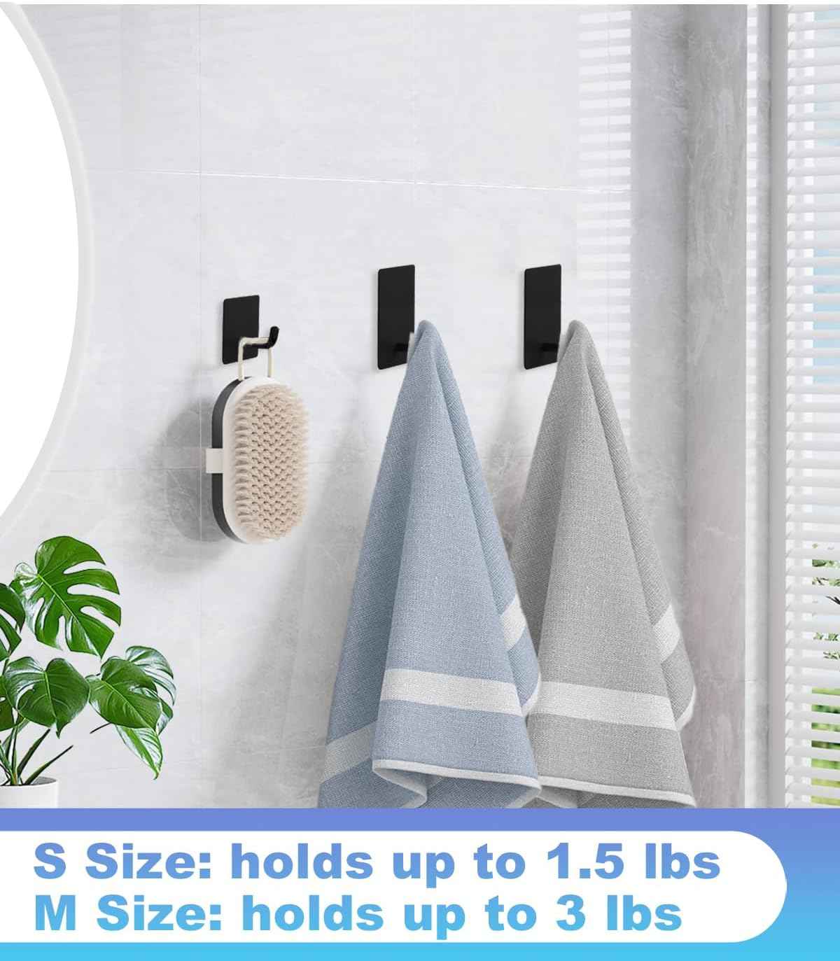 Brilmeadows Stainless Steel Towel Hooks – Modern Bathroom Decor Upgrade in Black, Gold, or Silver
