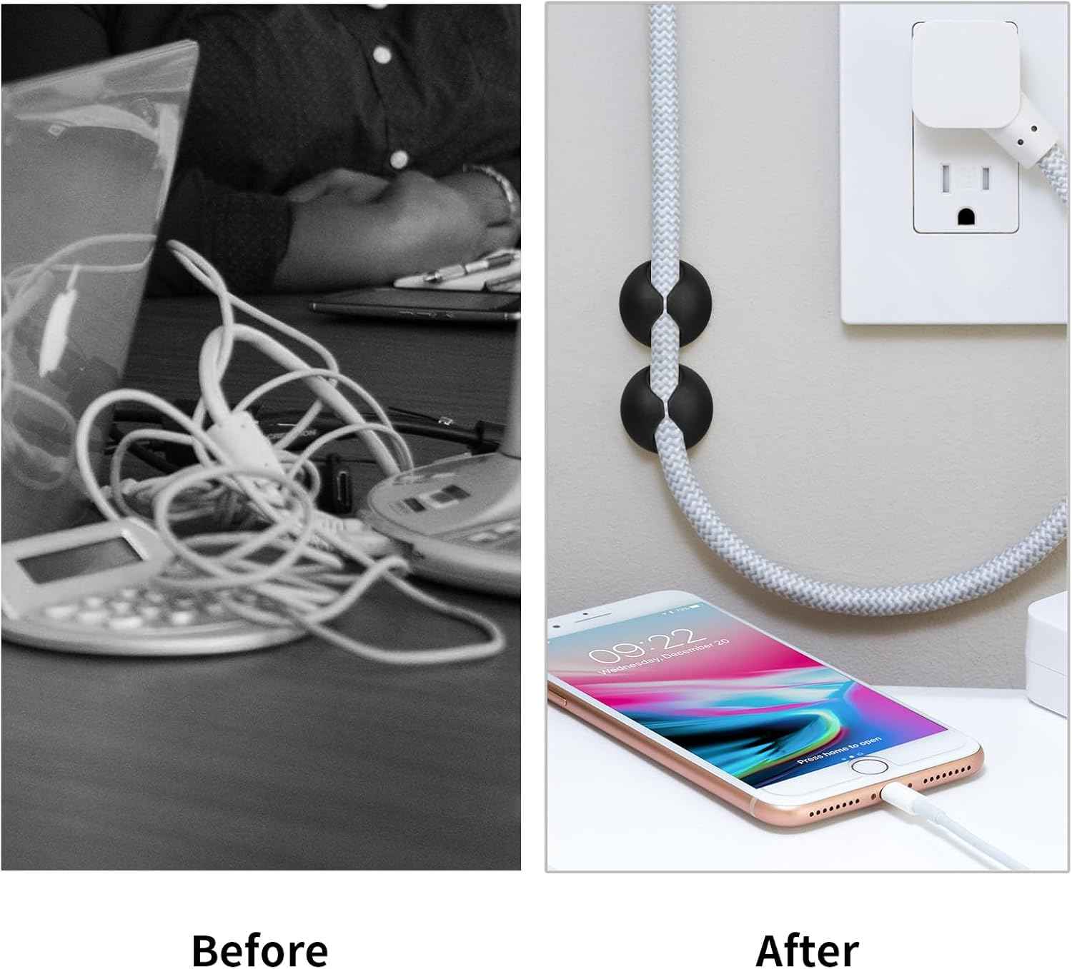 Nimble Cable Clips – Practical Housewarming Gift for New Homeowners, Adhesive Cord Organizer 12 Pack