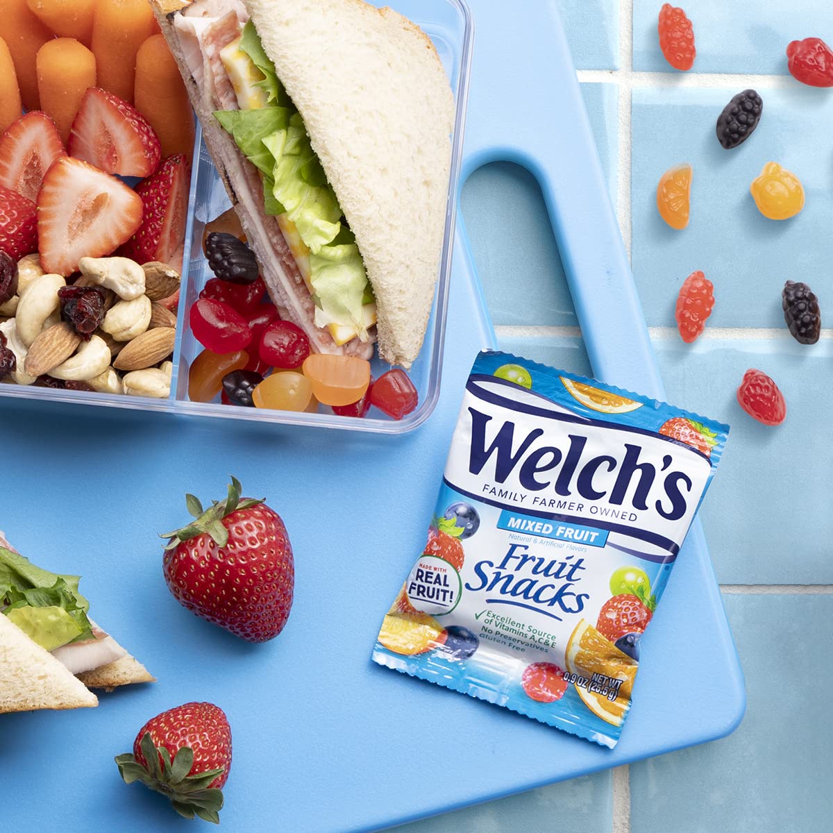 available in four flavor varieties: mixed fruit, berries 'n cherries, fruit punch & island fruits, and strawberry