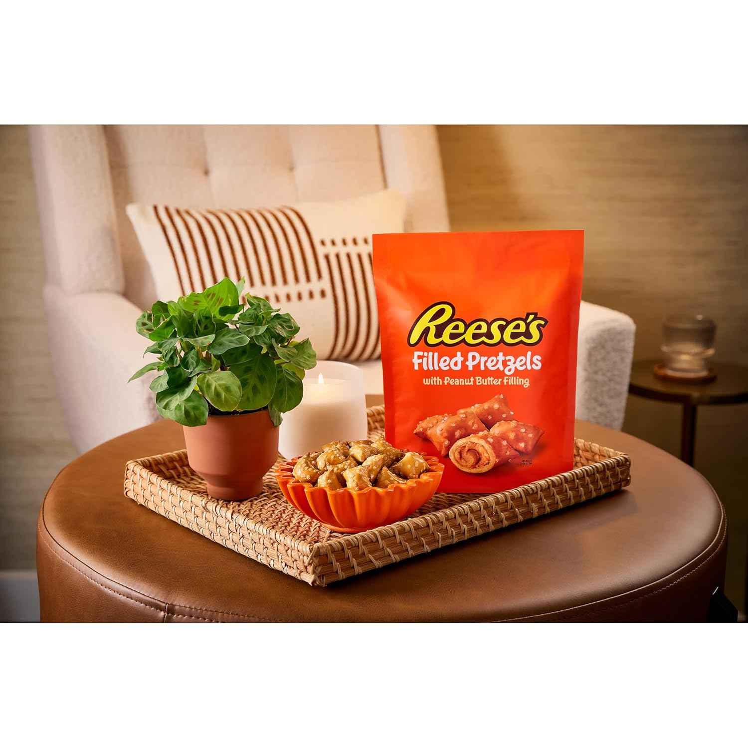 Reese's Peanut Butter Strawberry Pretzel Nuggets in 18 oz Cannister – On-the-Go Snack for Camping, Car Rides, and Backyard Hangouts