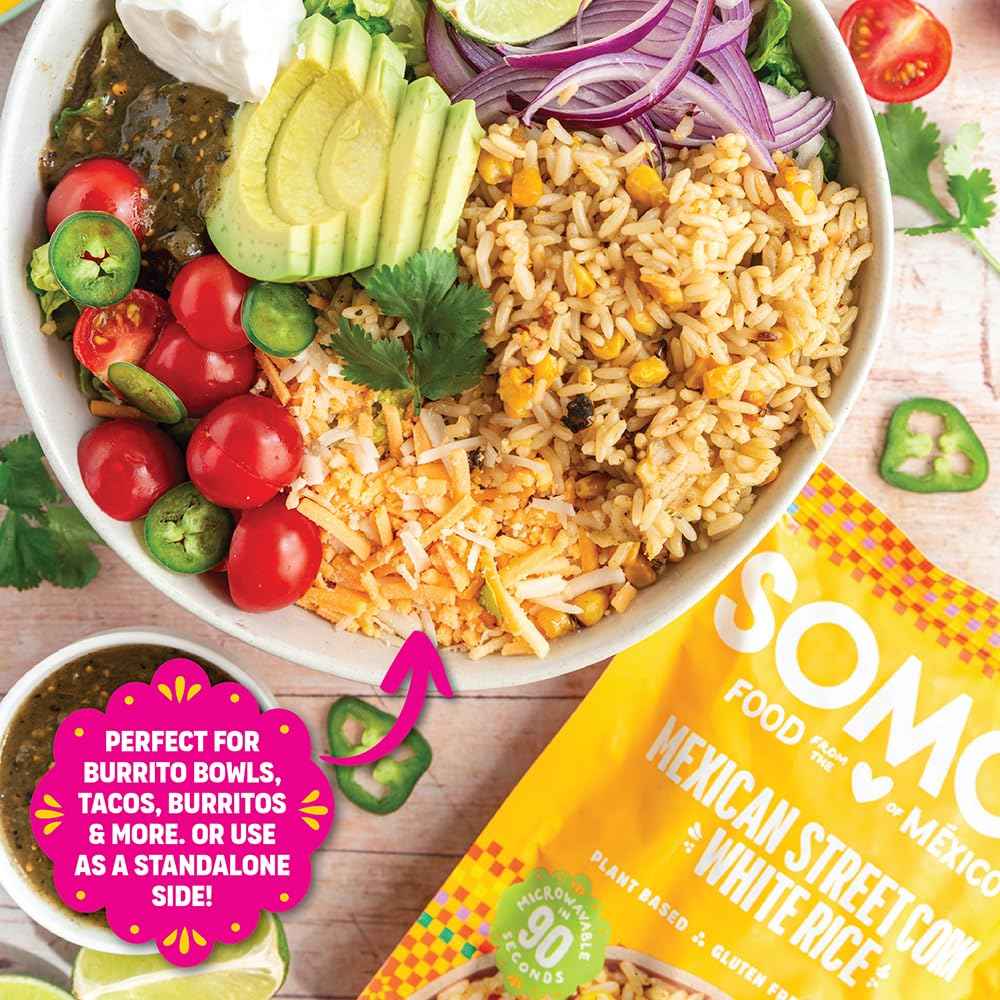 SOMOS Mexican Street Corn White Rice, 8.8 OZ – Portable Mexican Side for Picnics and Patio Grilling