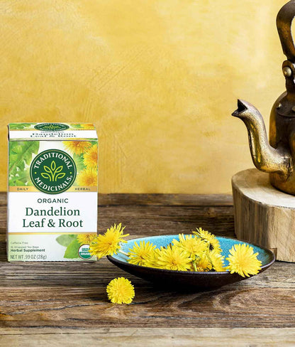 Traditional Medicinals Organic Dandelion Leaf & Root Tea – Travel-Friendly Herbal Brew for Camping Mornings