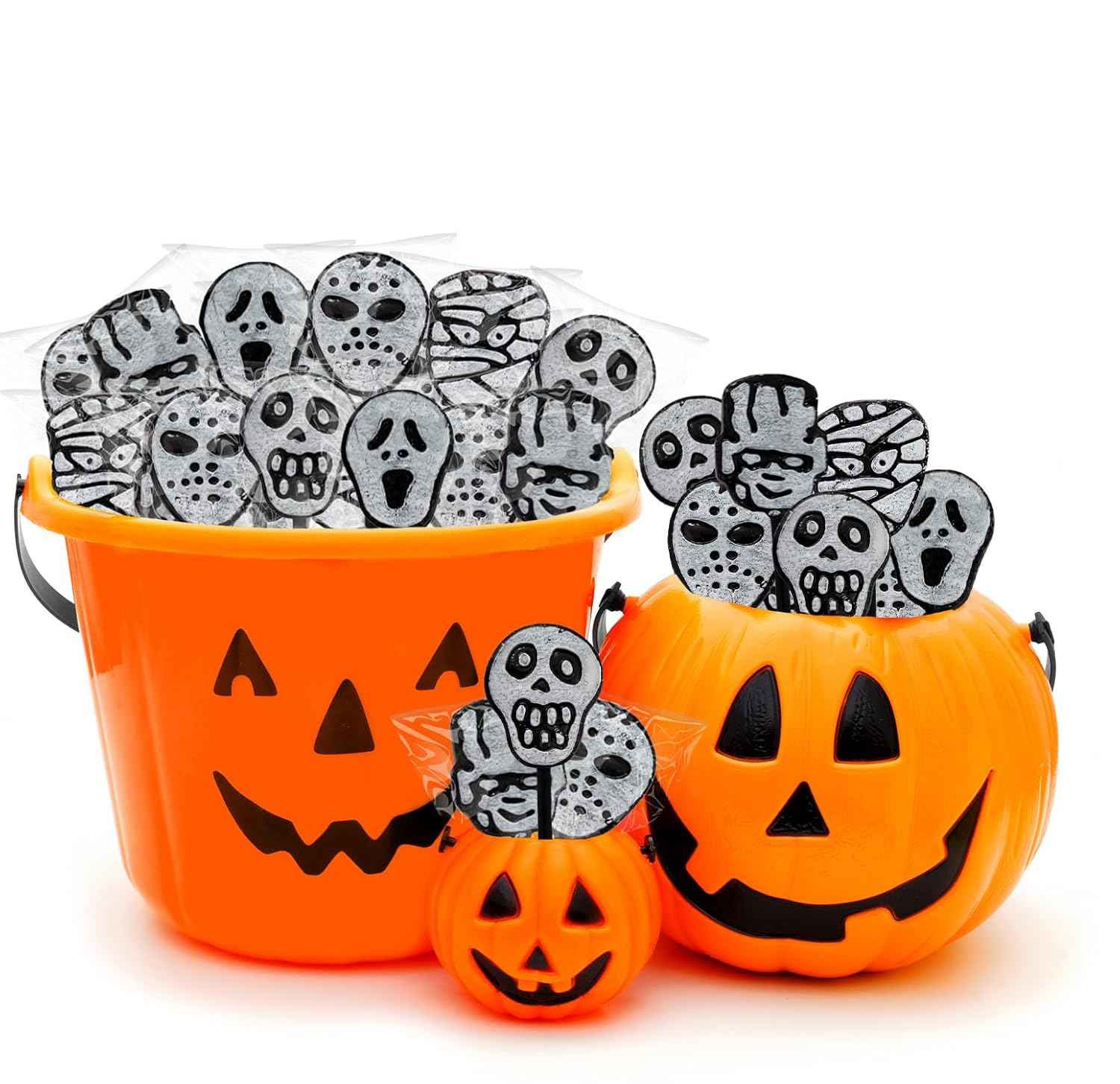 Fruidles Skull & Ghost Lollipops – Safe Trick-or-Treat Candy for Kids' Goody Bags, Individually Wrapped