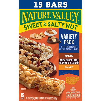 Nature Valley Sweet and Salty Nut Granola Bars – Clean Label Snack for Mindful Eating and Gym Bag Stash, 15 Count