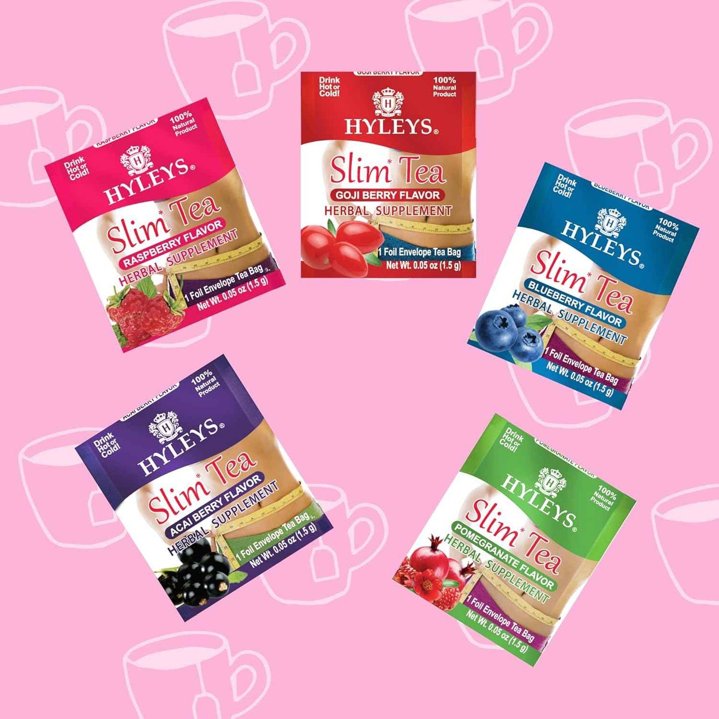 Hyleys Slim Tea 5 Flavor Assortment – Nightly Bedtime Detox Ritual for Women Pursuing Weight Loss and Body Shaping