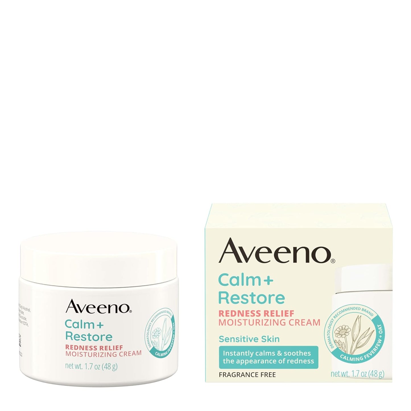 Aveeno Calm + Restore Facial Moisturizer – Sensitive Skin Nightly Wind-Down Ritual, Ceramide & Oat Hydrating Cream