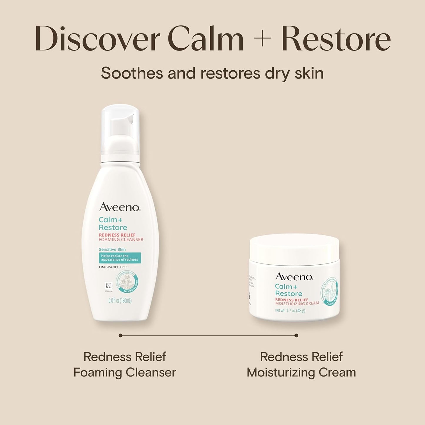 Aveeno Calm + Restore Facial Moisturizer – Sensitive Skin Nightly Wind-Down Ritual, Ceramide & Oat Hydrating Cream