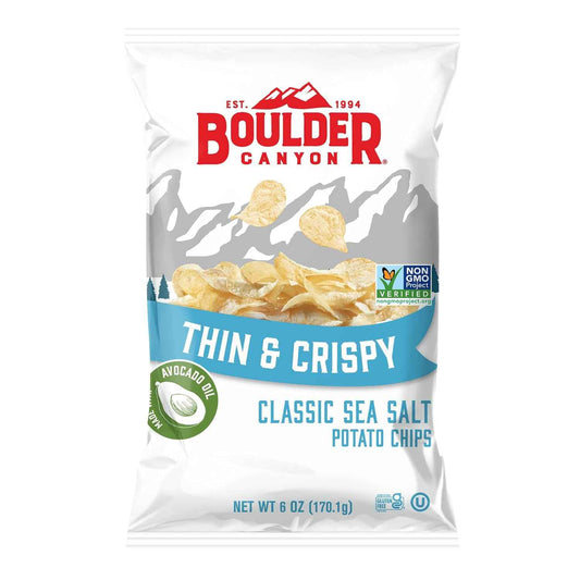 Boulder Canyon Avocado Oil Potato Chips – Clean After-School Snack Bowl Pick for Kids, 6-Pack Single Serve