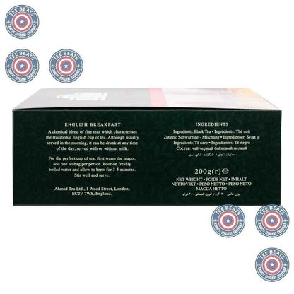 Ahmad Tea English Breakfast Teabags – Workday Productivity Brew for Office Breakrooms, 100 ct Caffeinated