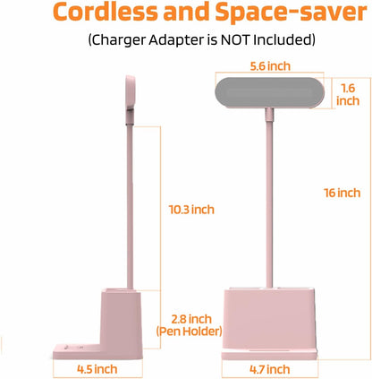 AXX Cute Desk Lamp Pink – Cozy Valentine's Day Gift for Women, Rechargeable Gooseneck Light for Bedroom and Dorm