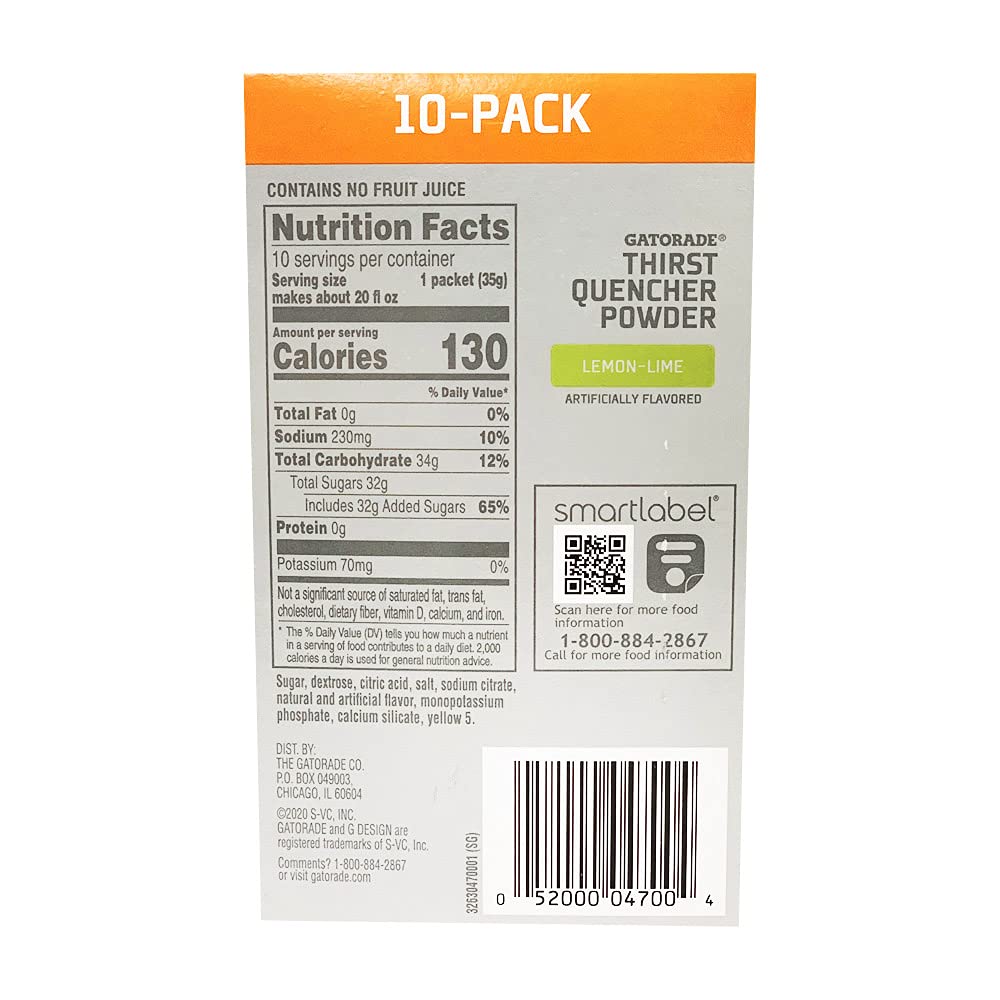 Gatorade_Thirst_Quencher_Powder_1.23oz_Packets_Lemon-Lime_10-Pack_Instant_Hydration_for_Athletes_20oz_Per_Pack_130_Calories