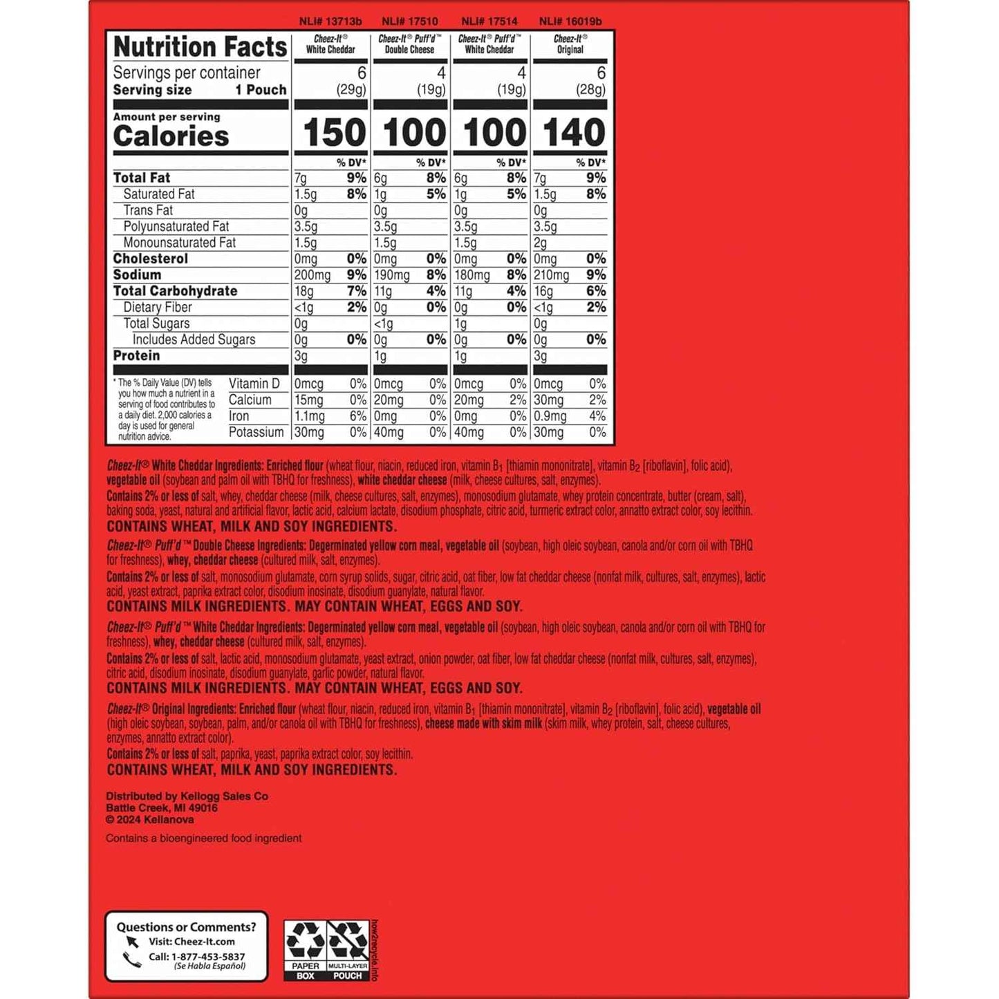 Cheez-It Cheese Crackers, Baked Snack Crackers, Care Package Snack for Students and Military Care, 17.72oz Box (20 Pouches)