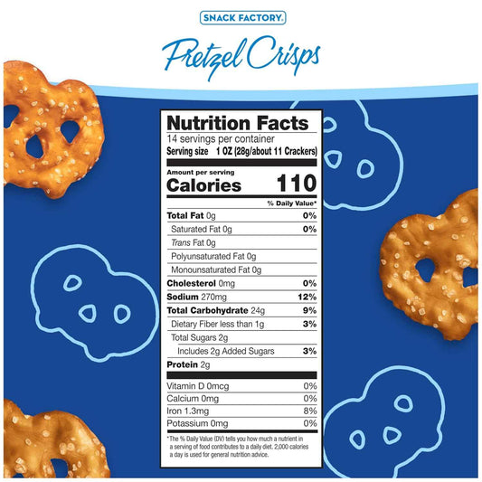 Snack Factory Pretzel Crisps Original Non-GMO 14 oz Better For You Snack for Office Desk and Lunchbox Packing