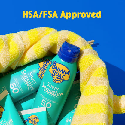 Banana Boat Sheer Sensitive Body Lotion SPF 50 – Pediatrician-Tested Kids Sunscreen for Beach, Pool, and Playtime, 6oz
