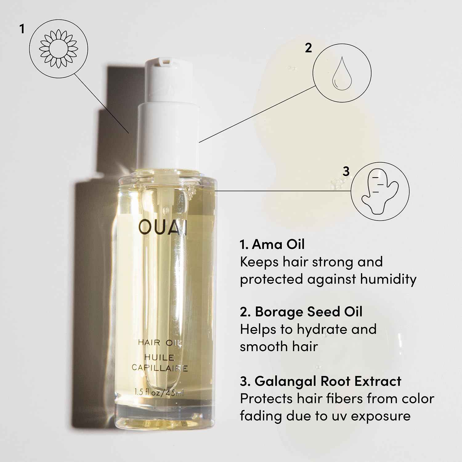 OUAI Hair Oil - Clean Formula Heat Protectant Safe Around Kids and Shared Bathrooms
