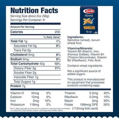 Barilla Penne Pasta, 16 oz Box – Non-GMO Durum Wheat Semolina for Wholesome Family Meals